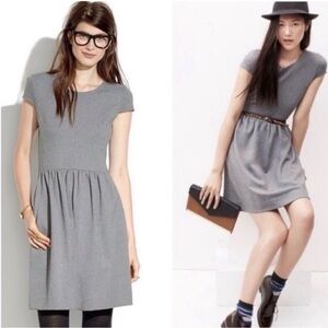 Madewell Ponte Knit Screenplay Cap Sleeve Dress Gray Academia Preppy- Large -EUC